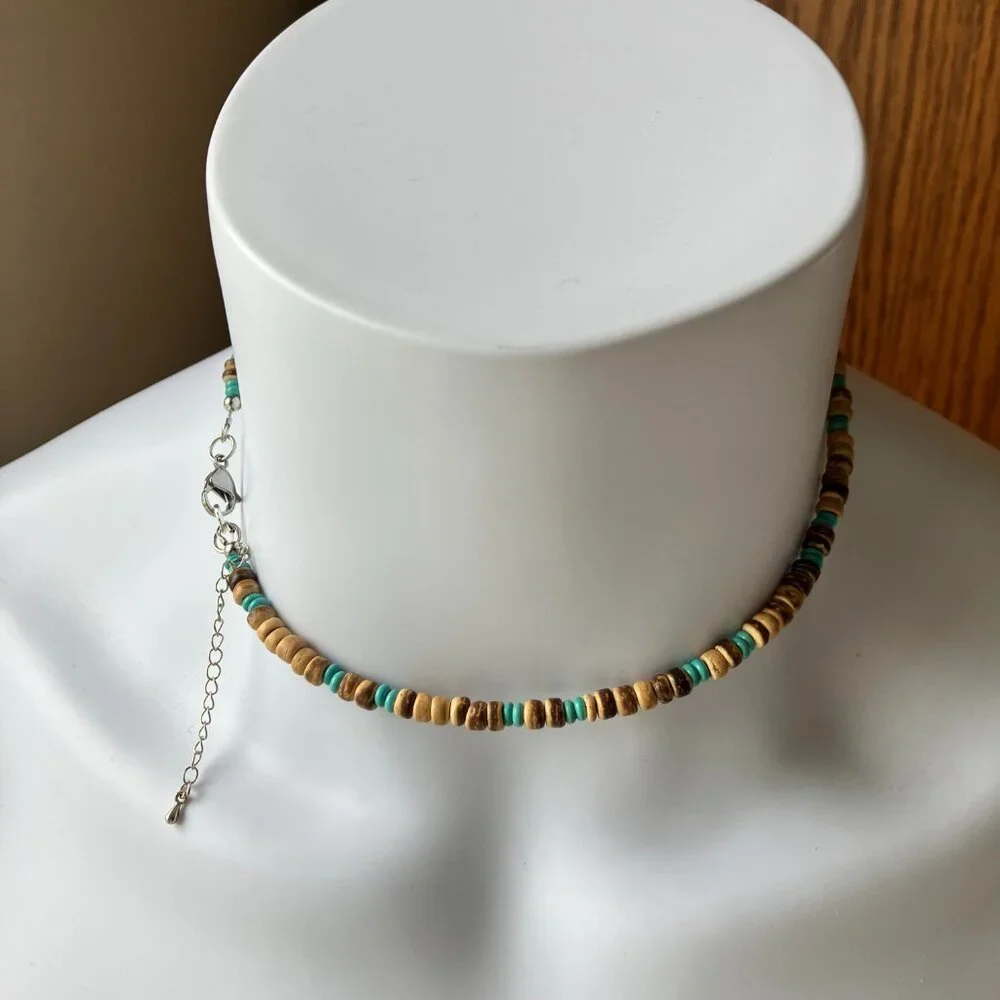 Hand Crafted turquoise wooden